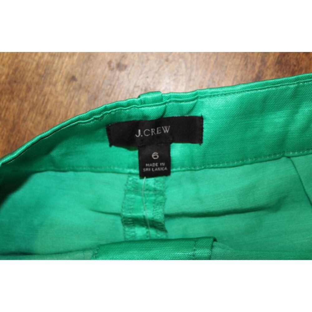 Womens J.Crew Drapey AM950 Kelly Green Linen Satin High Rise Shorts Size 6 NWT - Picture 4 of 11